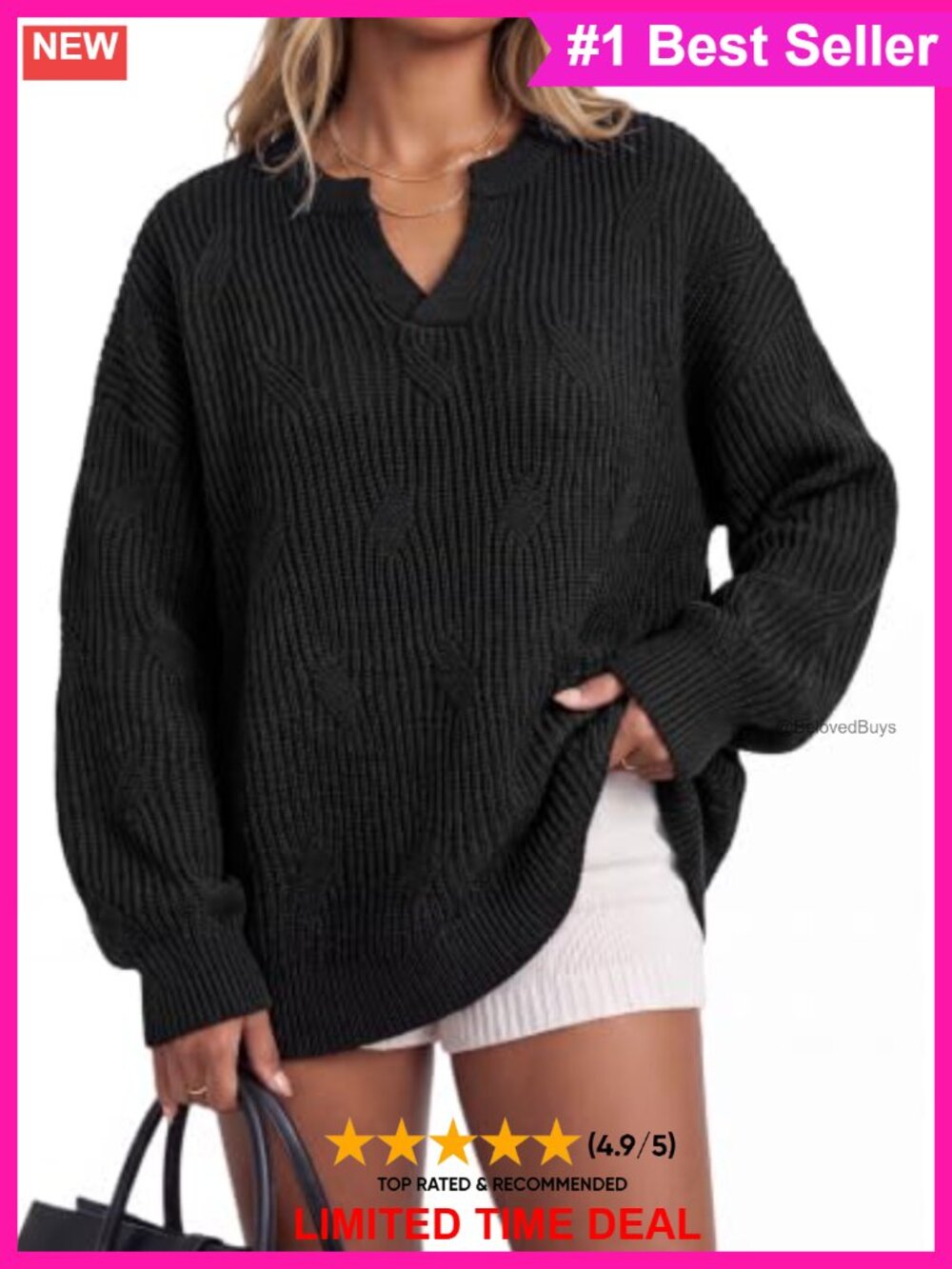 Wool Blend Oversized Henley Neck Chunky Pullover Sweater